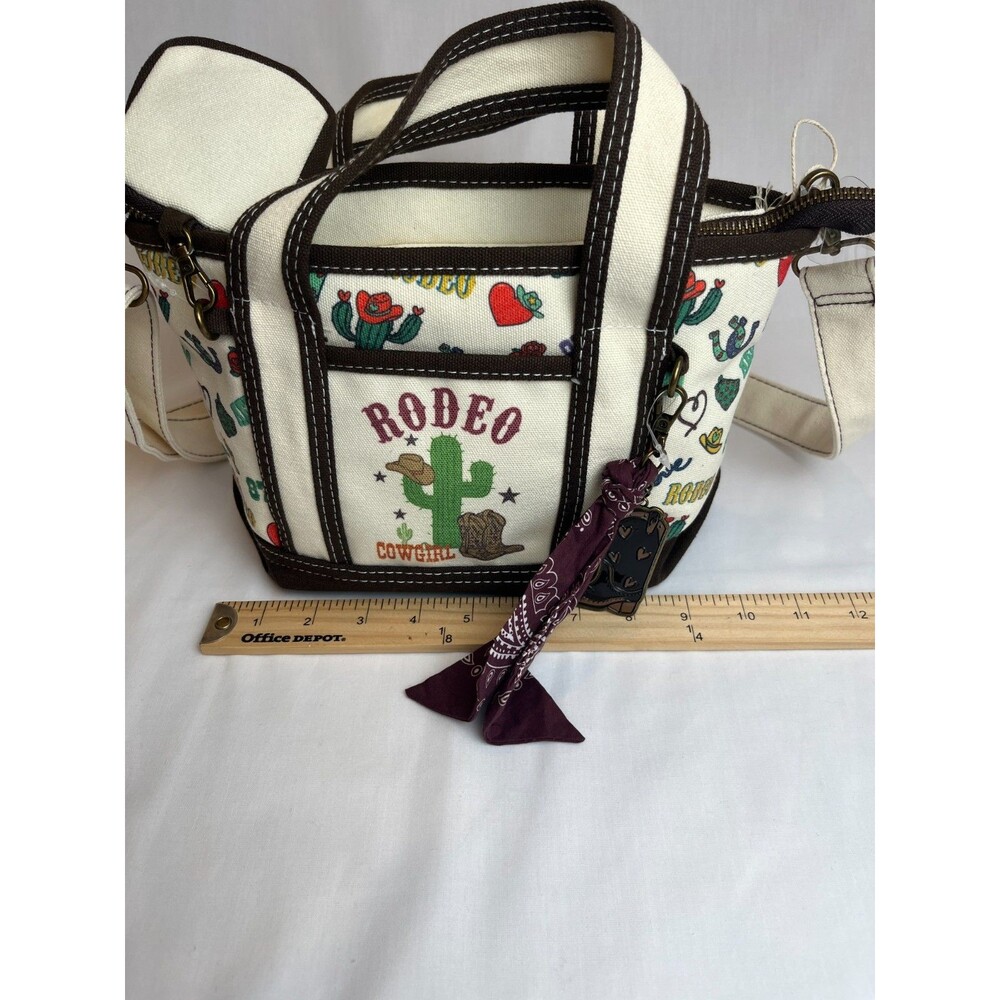 Aeropostale Rodeo Cowgirl Western Canvas Tote Bag Cactus Print Boot Charm Viral - Picture 5 of 14